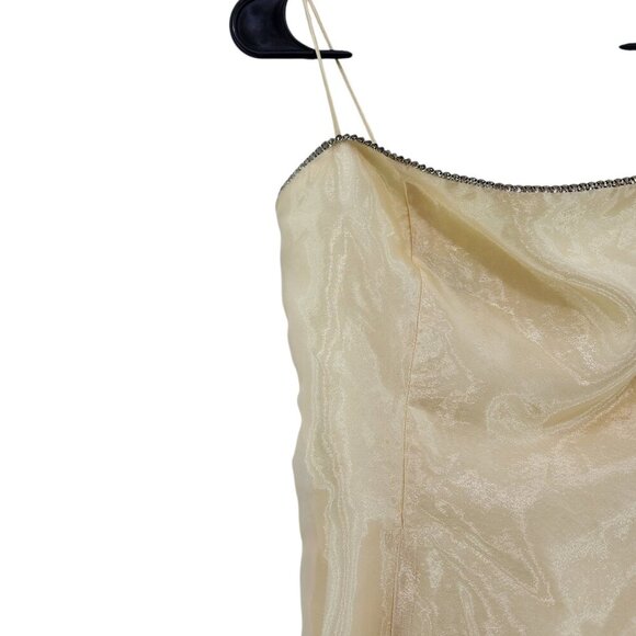 Maria Bonita Women's Vintage Chiffon Ball Gown Light Yellow Sz L - Picture 2 of 9